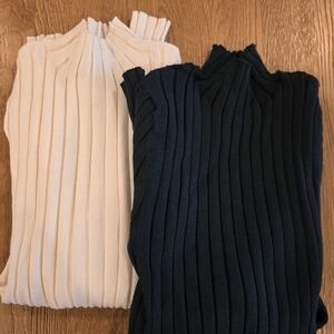 LOFT Ribbed Sweater Duo - Cream and Dark Green